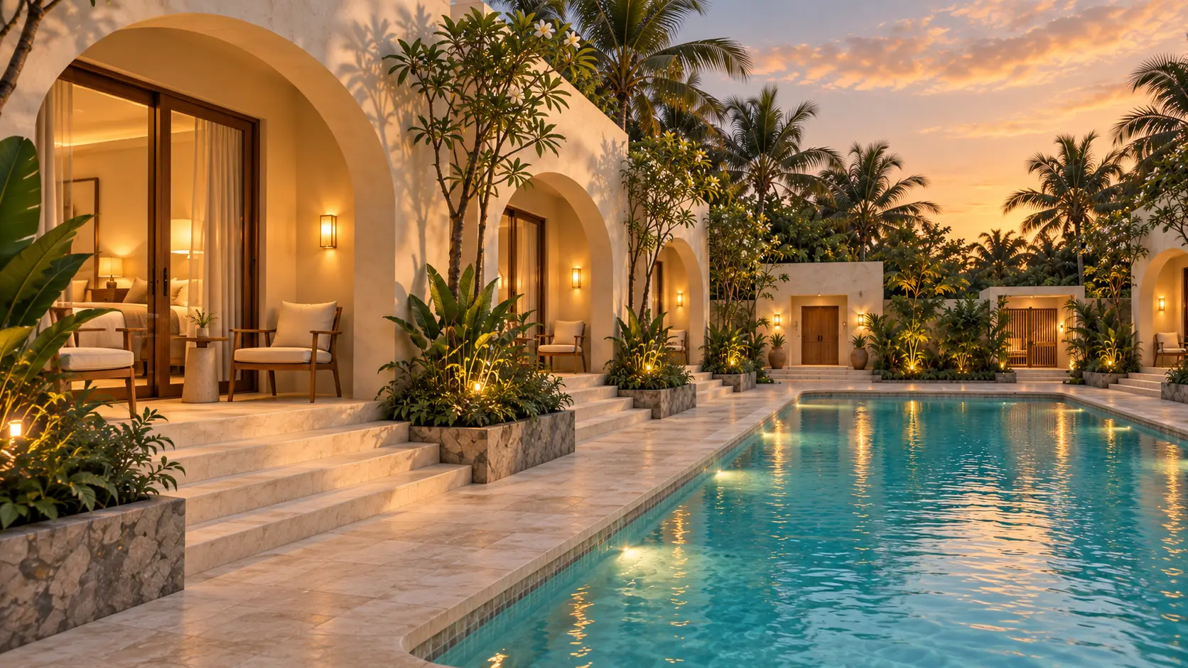 Artist's impression of the shared 38 sqm tropical pool