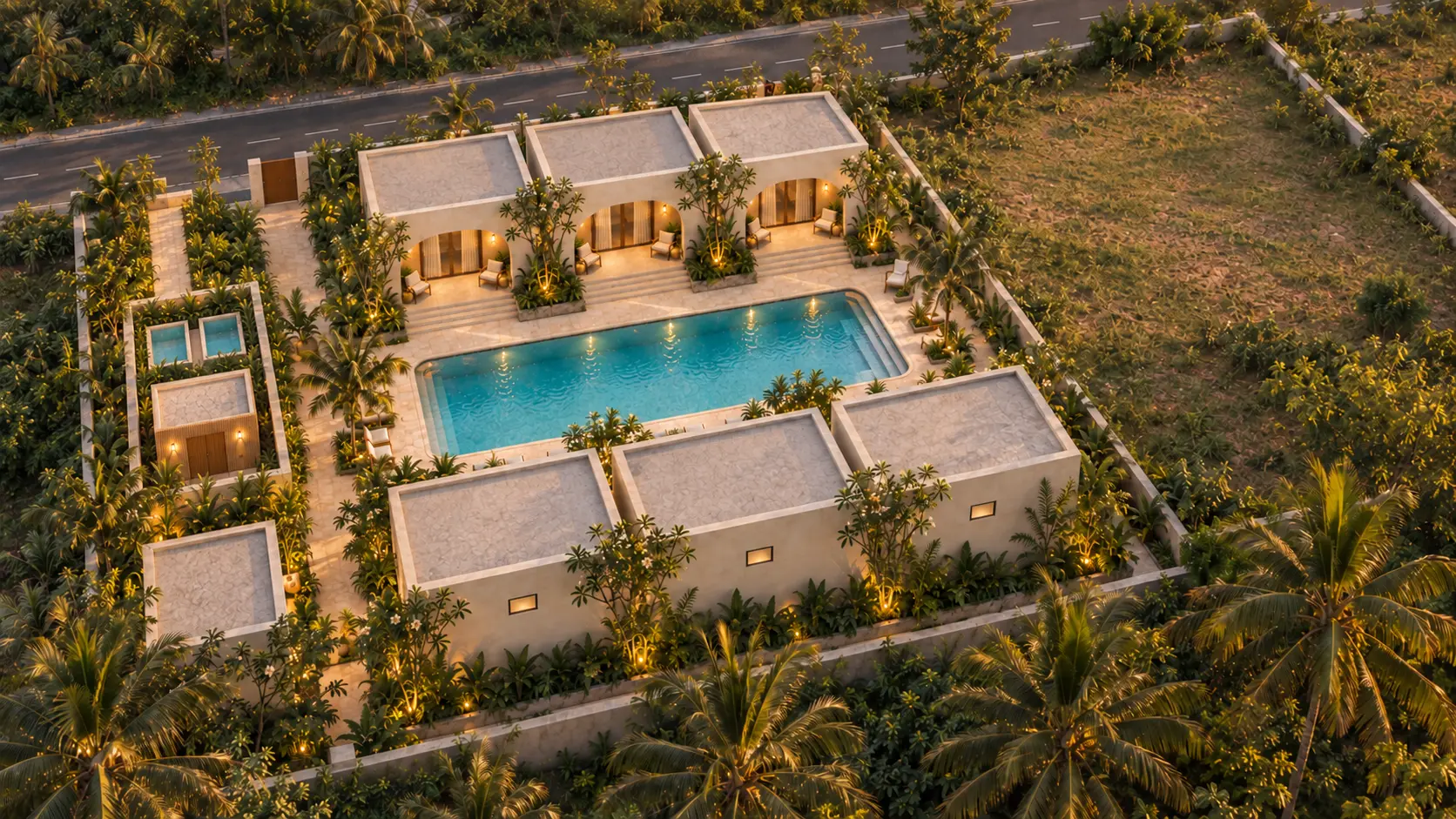 Artist's impression of Tropical Condo from above