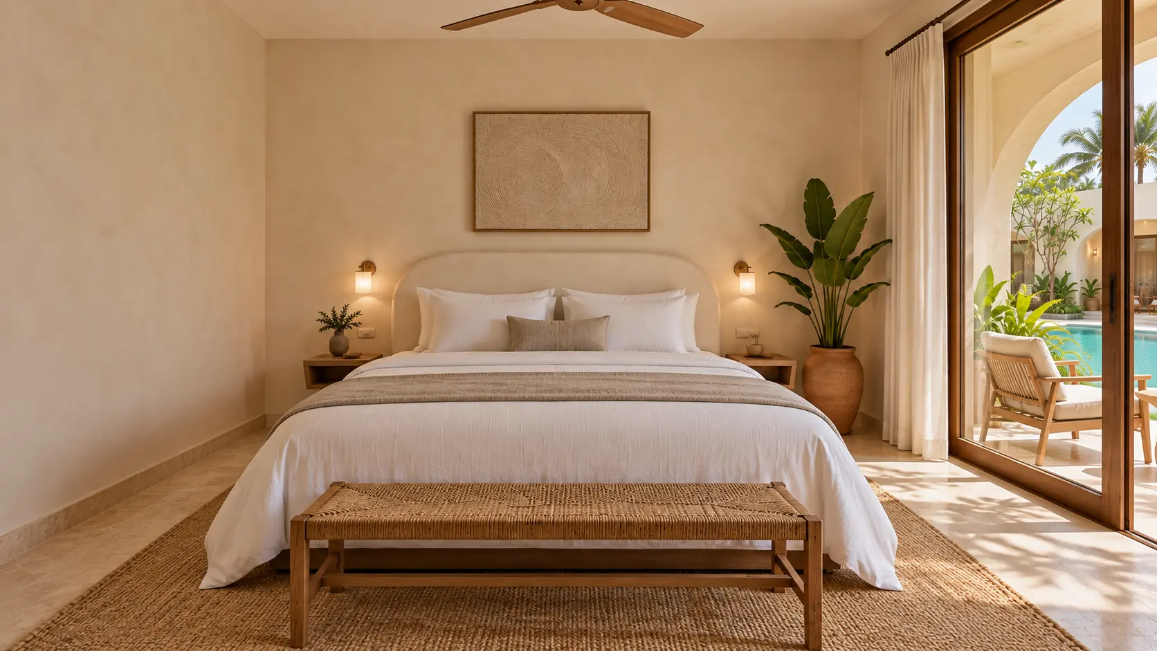 Artist's impression of a serene Tropical Condo bedroom